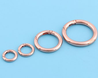 O ring Spring gate ring metal o rings spring ring clasp push gate Rose Gold  Snap Hooks 32mm 25mm 22mm 12mm