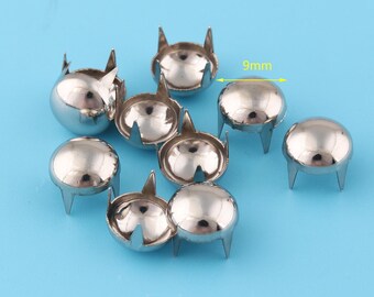 50 sets 9mm Metal Round nail  silver color Jeans Studs,for Leather working Shoe bag accessories