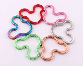 6pcs rainbow Mickey Mouse split Key Rings Key Chain Supplies,jump ring metal key ring charm,DIY leather Craft Key Fob Hardware