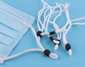 10CM*9MM Elastic Cord Stopper,Cord Locks to adjust Ear Loop,Face mask ,Soft comfortable cotton string,Cord Stopper Toggles adjusting clip