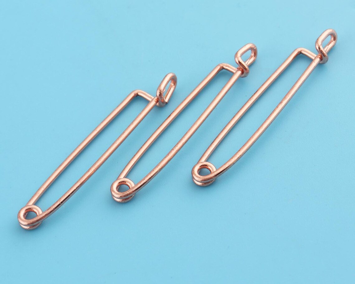 Metal Safety Pins With Rose Gold Colorearrings Safety Etsy