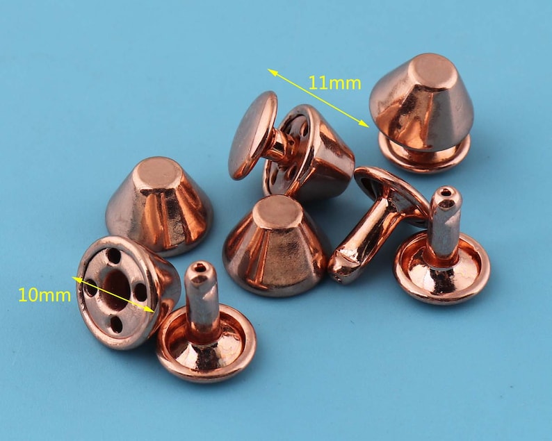 50sets 10*11mm double cap studs Rivet with rose gold,Metal Plated Button for Leather decoration.