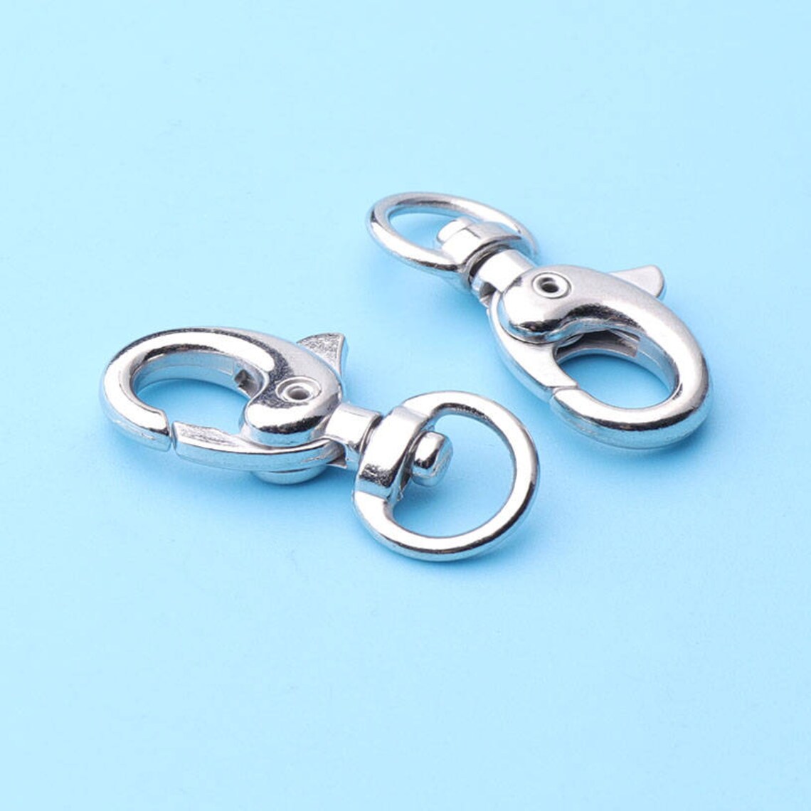 6pcs Swivel Clasp 7/16 Wide Silver Swivel Spring Trigger Snap Hooks