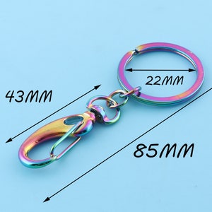 85mm/5pcsRainbow Swivel clasp with Keyring Keychains Swivel snap hook Swivel hook Purse hook swivel lobster clasp for Adding Lanyards Charms