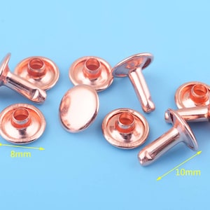 50sets doppio tappo Rivet rosa oro 8 * 10mm per Borse cinture bracciali Leathercraft decorazione borsa making calzaturiera