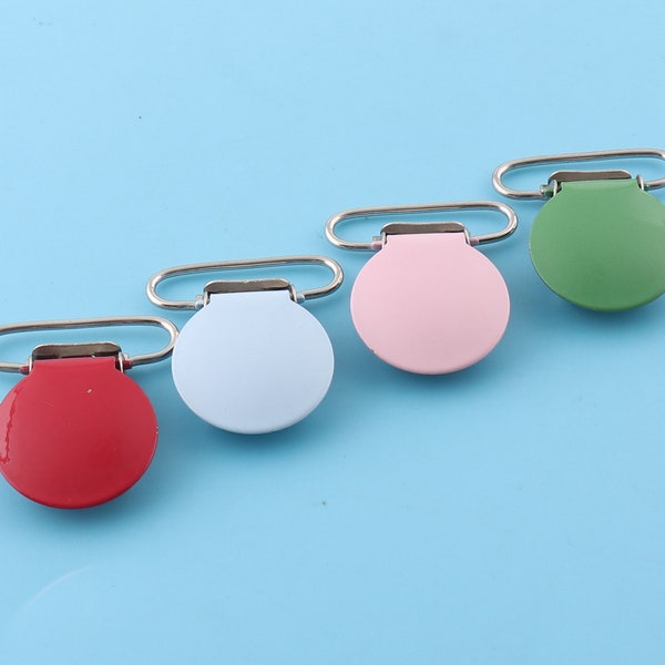 21mm/red/pink/darkblue/green/Silicone Star with Metal Pacifier Clip Round Face Metal Suspender Clips