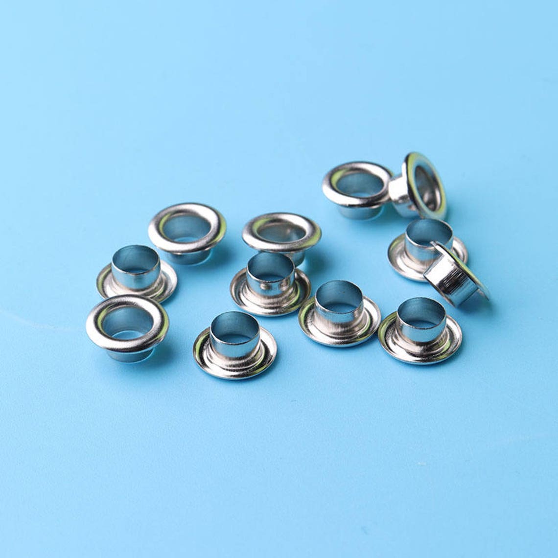 100sets Grommets Eyelets Silver 5mm Hole for Clothe Making Leather