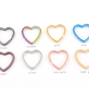 rainbow heart split Key Rings Key Chain Supplies jewelry charm,jump ring purse pendant slide metal key ring ,DIY leather Craft hardware