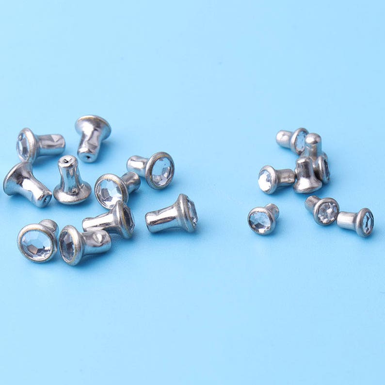 20pcs Glass CRYSTAL RIVETS, Snap Cap, Riveting Metal Blanks or Leather ...