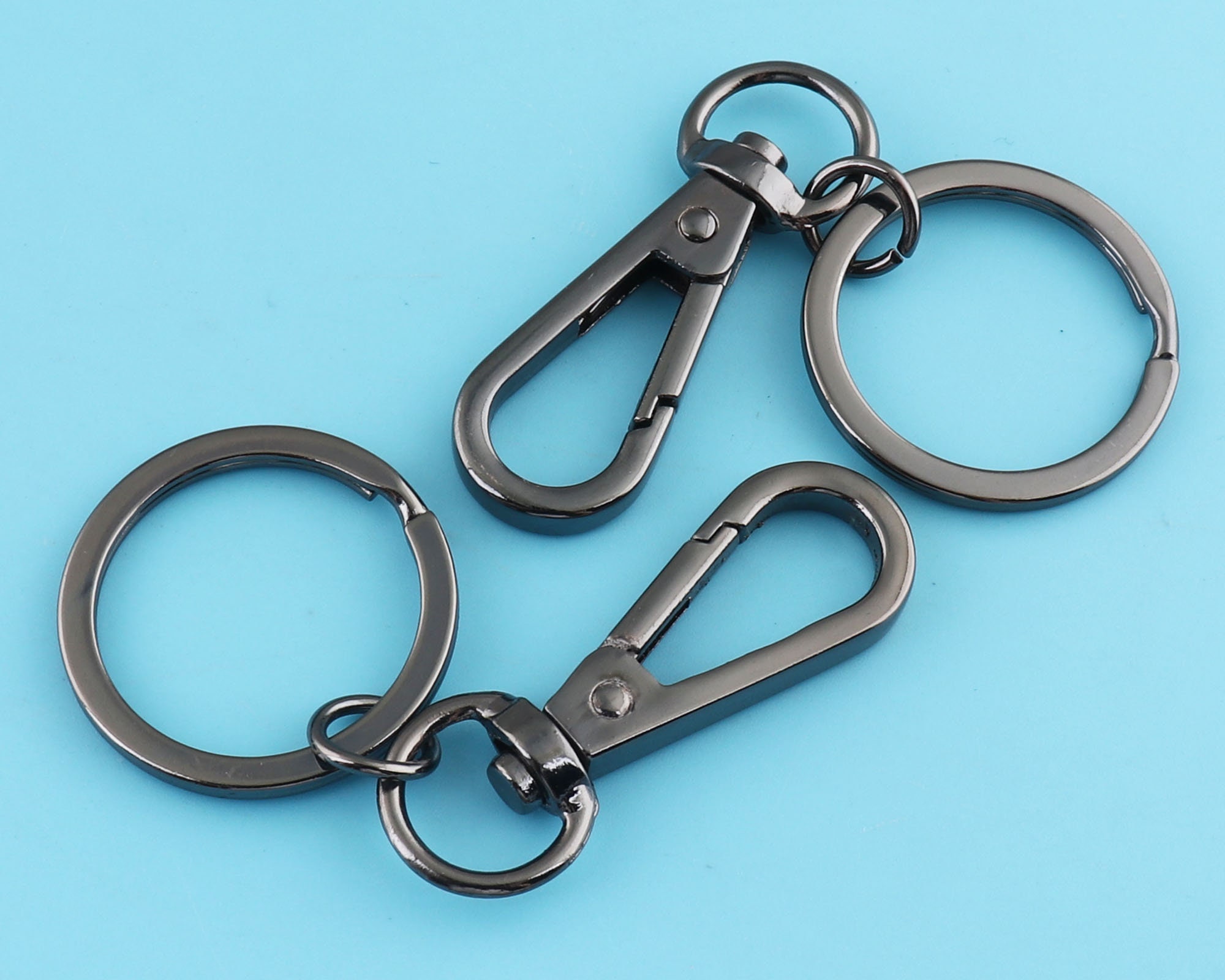 5 Key Chain Rings,key Chain Holder Gun Black Color ,swivel Clasp
