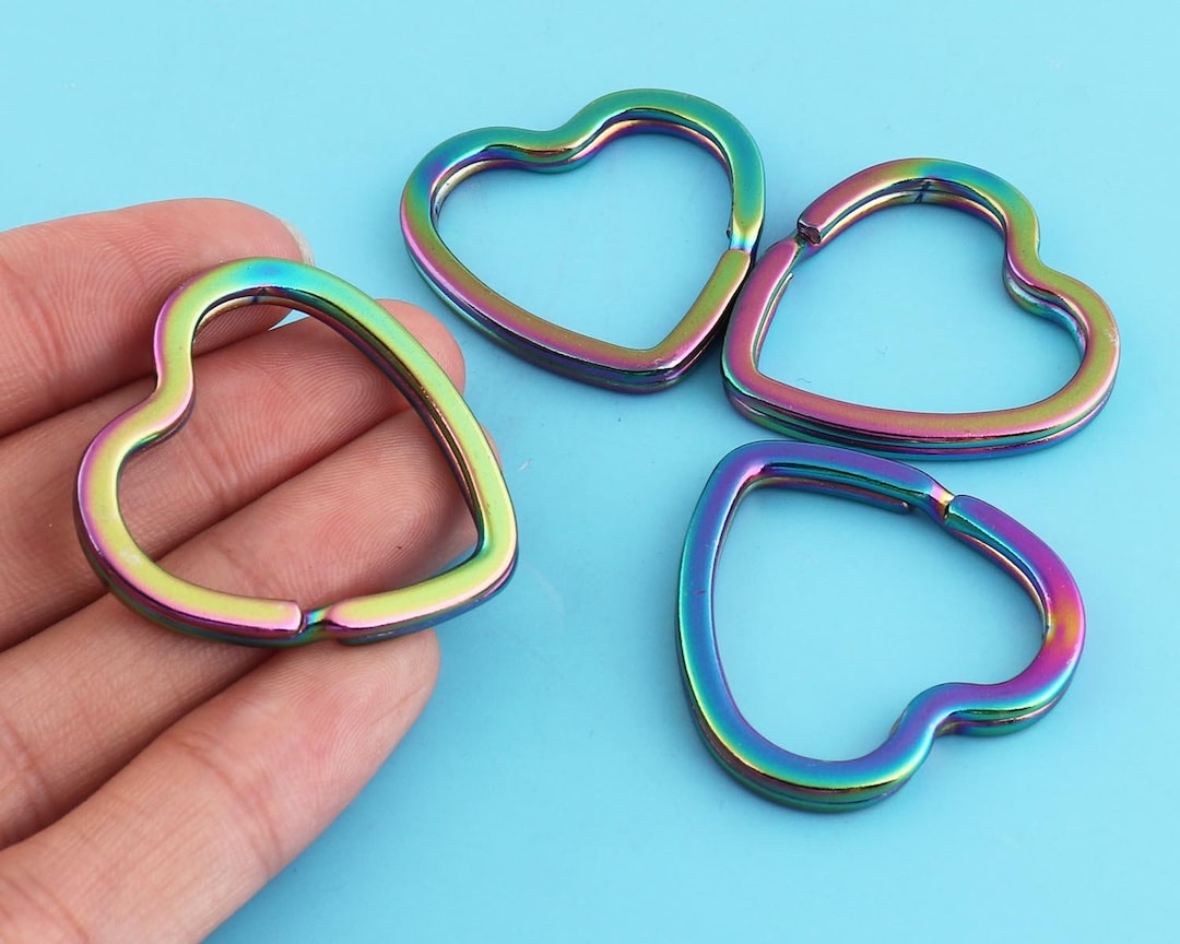 Heart Shape Key Split Rings,key Chain Key Ring Rainbow Color, DIY ...