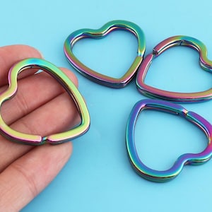 Heart shape key split rings,Key Chain Key Ring rainbow color, DIY Accessory, Handbag Keychain 31 mm
