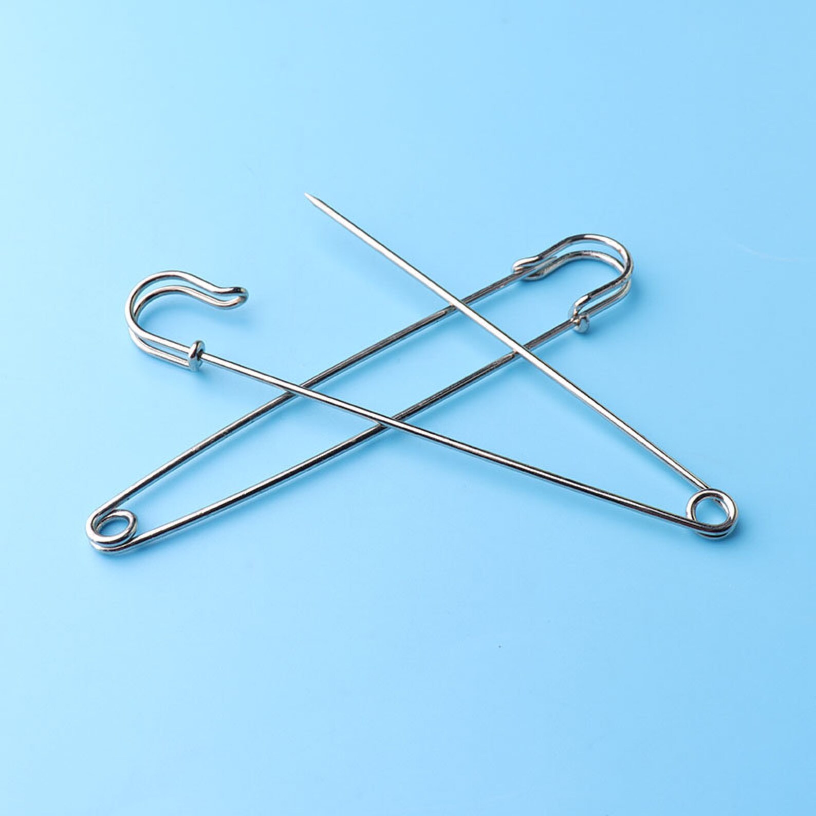 2pcs Extra Large Safety Pin Giant Jumbo Blanket Pins Silver Stainless