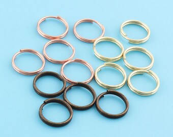 key split rings key ring metal o rings,Double Split Jump Rings,Key Chain Connector with gold/rose gold/bronze color,10 mm Metal Loops