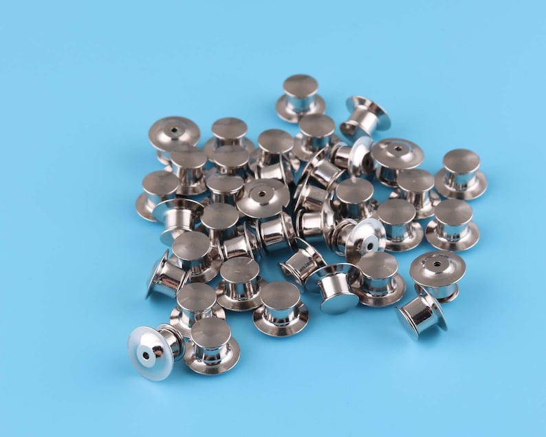 20pcs 107mm Pin Keepers Brooch Label Back Pin Locking Silver Color