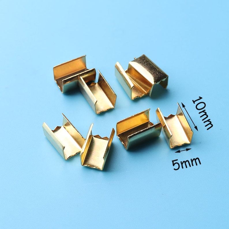 20pcs Gold Ribbon End Crimps Clamp Loop stainless steel Clamps Etsy