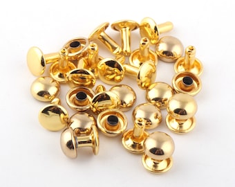 9x10mm gold Double Cap Rivets,Metal Button Round rose gold Rapid Rivet,rivet studs for purse bags Handbags Shoes Belts leather craft diy