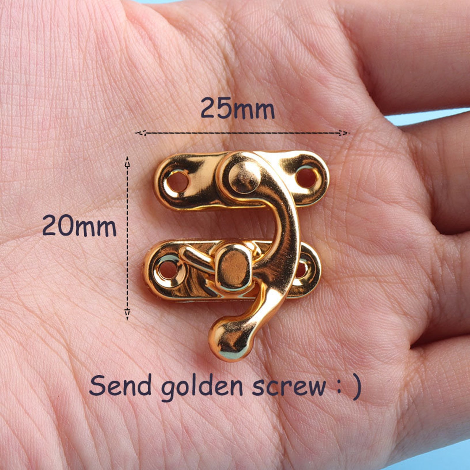6sets Gold Small Hasps Box Lock Catch Latches Iron Buckle Ruler Clasp