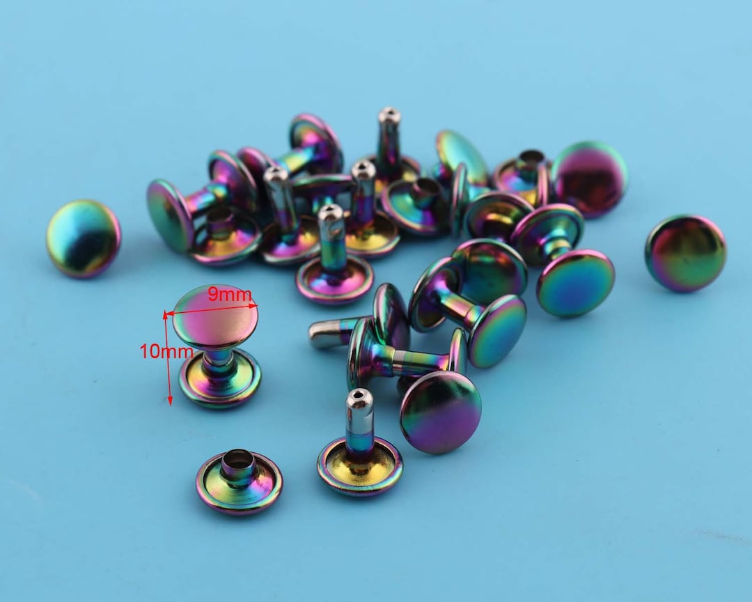 Color Match Rivets 50sets 9*10mm Double Cap Rivets Rainbow Color Decoration Buttons for ...