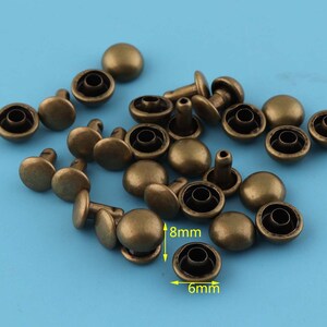 50sets 6mm cap diameter Domed double cap rivets bronze color Studs Sewing Leather 6*8mm