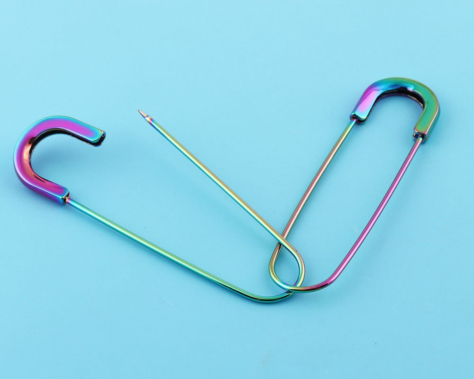 6pc Safety Pins 78mm Rainbow Clothing Safety Pin Jewelry Etsy