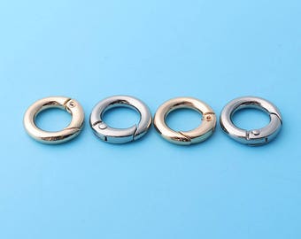 6pcs 5/8inch Spring Snap / Round Push Gate /O Ring Clasp Oval Spring Snap gold silver  Hooks Gate Ring/ Key ring /DIY ring 18mmdia qq1