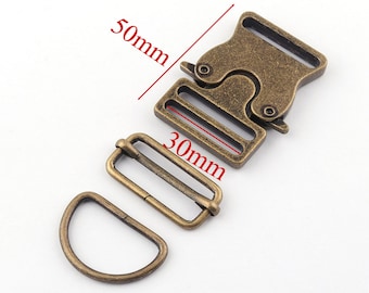30mm Bronze Metal Release Buckle,Strap Slide Buckle Dog Collar Hardware Adjuster Backpack Buckles Webbing Hardware D Ring Leather Craft DIY