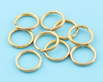 Double Split Jump Rings, key split rings key ring metal o rings, Key Chain Connector with gold color,15 mm