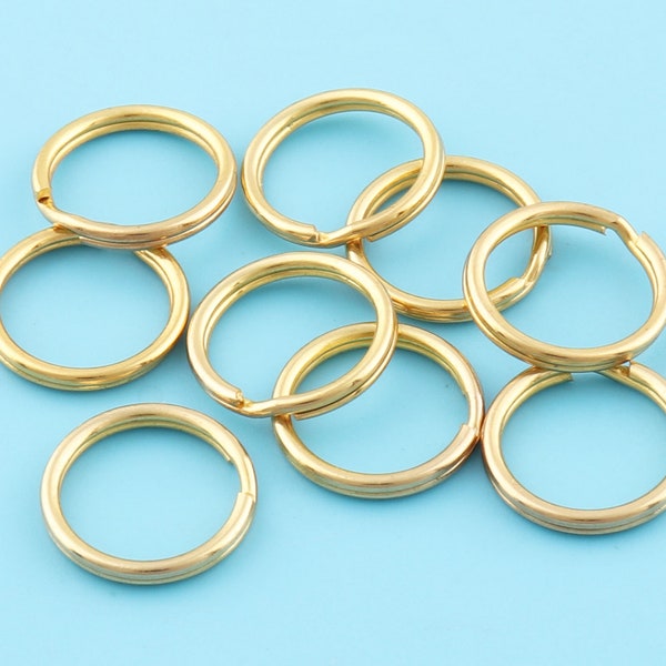 Double Split Jump Rings,key split rings key ring metal o rings,Key Chain Connector with gold color,15 mm