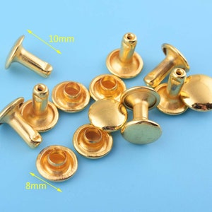 8*10mm 50sets double cap studs Rivet with gold color,buttons for Leather decoration Dome rivet studs purse making leather working