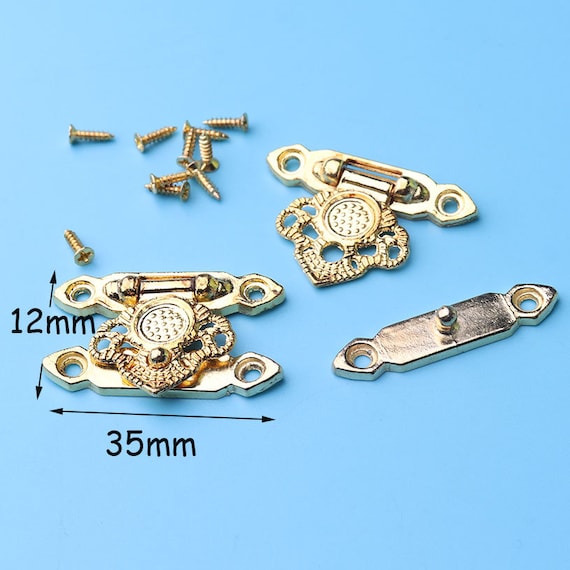 1sets Gold Brass Hasp Latch Classical Senior Flower Lock Catch