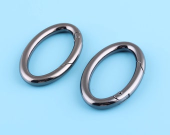 6pcs gunmetal couleur 38mm 1.5"anneau de ressort intérieur Anneau ovale Openable Clasp Ring Carabiner pour accessoires sac