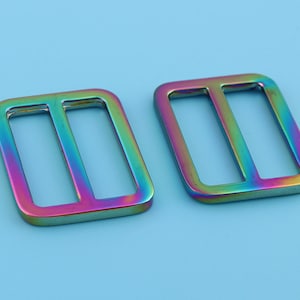 Rainbow Bag Belt Adjuster Metal Slide Buckle for 1&#39;&#39;inch Triglide Strap Keeper Leathercraft  Rainbow buckle slide  31*24mm
