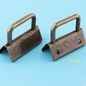 key fob hardware with bronze color 32 mm,Webbing buckle leather end crimp 10 sets ,for diy handmade accessories