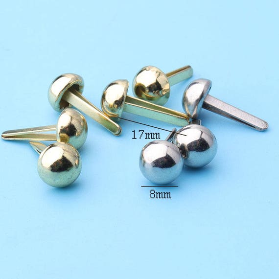 50pcs Belt Nailhead Mushroom Rivets Golden Plated Purse Rivet