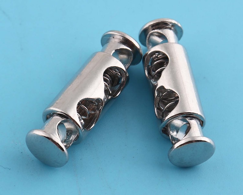 4pcs 278mm Metal Spring Cord Lock With Silver Color , Double Barrel