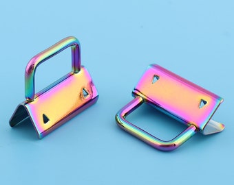 Frühling Schlüsselanhänger DIY 4 Stück schwarz Metall Falten über starke Crimp Kopf Clips mit Schleife für 14mm Runde elastischen Kordelzug Seil 32 * 14mm