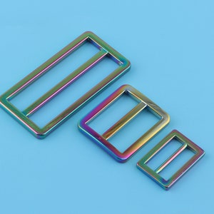 20-50mm rainbow Adjuster Belt Buckle Slide rectangle Buckles,Metal Purse clasp backpack Buckles,Bag strap buckles Handbag webbing hardware