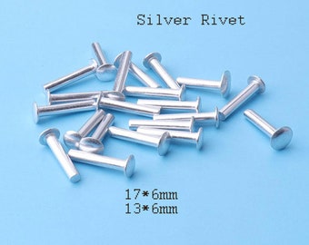 solid rivets 20pcs Silver Solid Rivets  Flat Head Rivets - 17*6/ 13*6 mm cd8