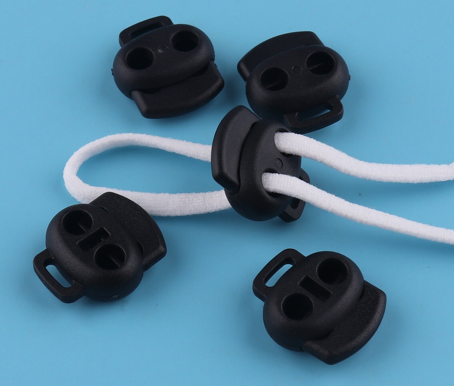 Pack 30 Cierres Para Cordones Tipo Bola De Resorte - Plástico Blanco, Agujero 8mm, Ajustables, Para Mochilas Y Equipaje