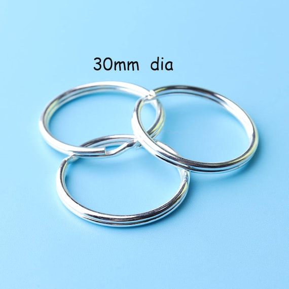 Llavero Grande De Plata De Ley 925, Anillo Dividido Para Llavero, Diámetro De 30mm - AliExprs