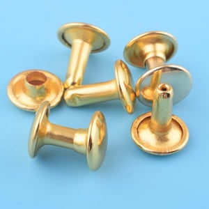 50sets double cap studs Rivet with gold color buttons for Leather decoration Dome rivet studs purse making leather working