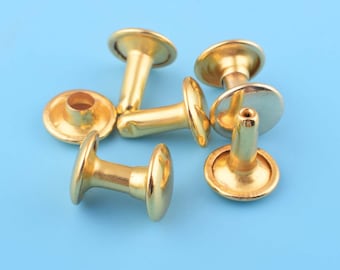 50sets double cap studs Rivet with gold color buttons for Leather decoration Dome rivet studs purse making leather working
