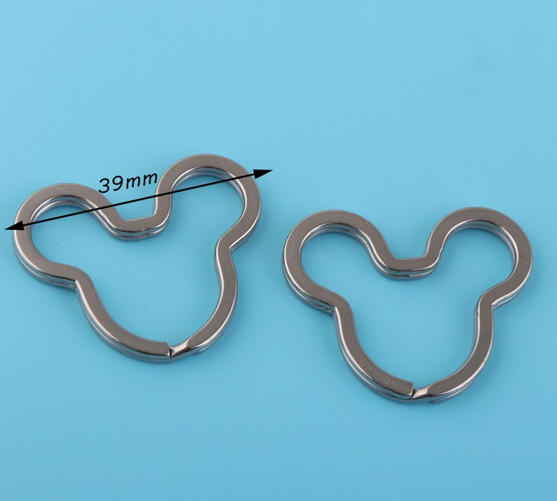39mm stainess steel mickey key ring silver metal key ring key chain stainless steel flat split ring keychain for leather craft accessories