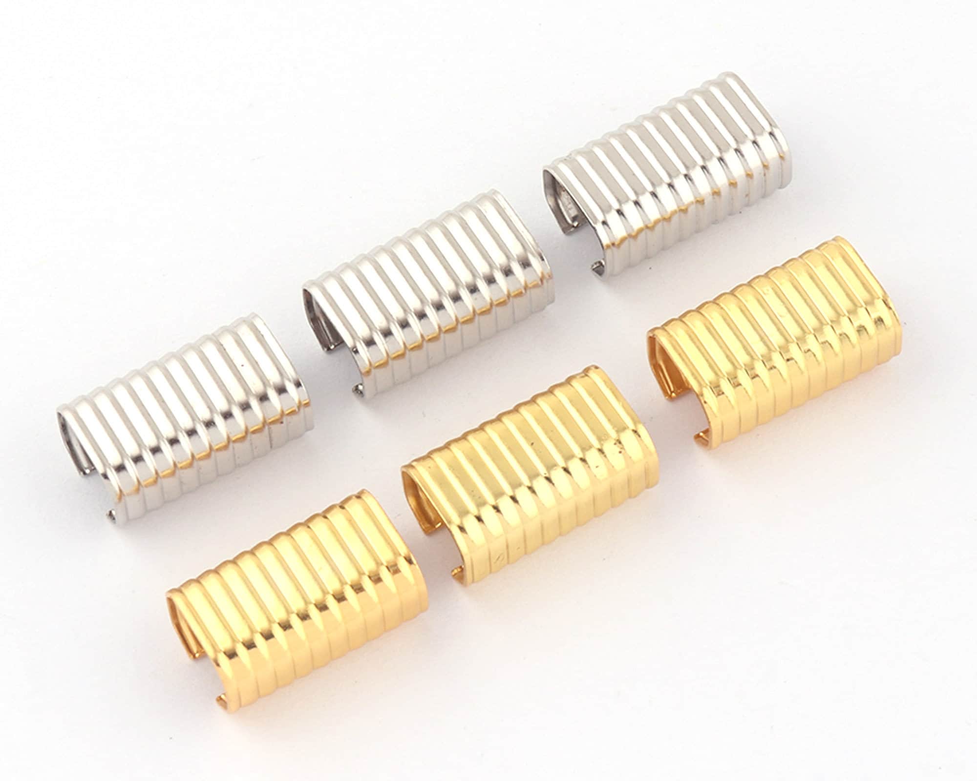 20mm Gold Metal Ribbon End Clamps With Loop Ribbon Cord Rope Clasps End ...