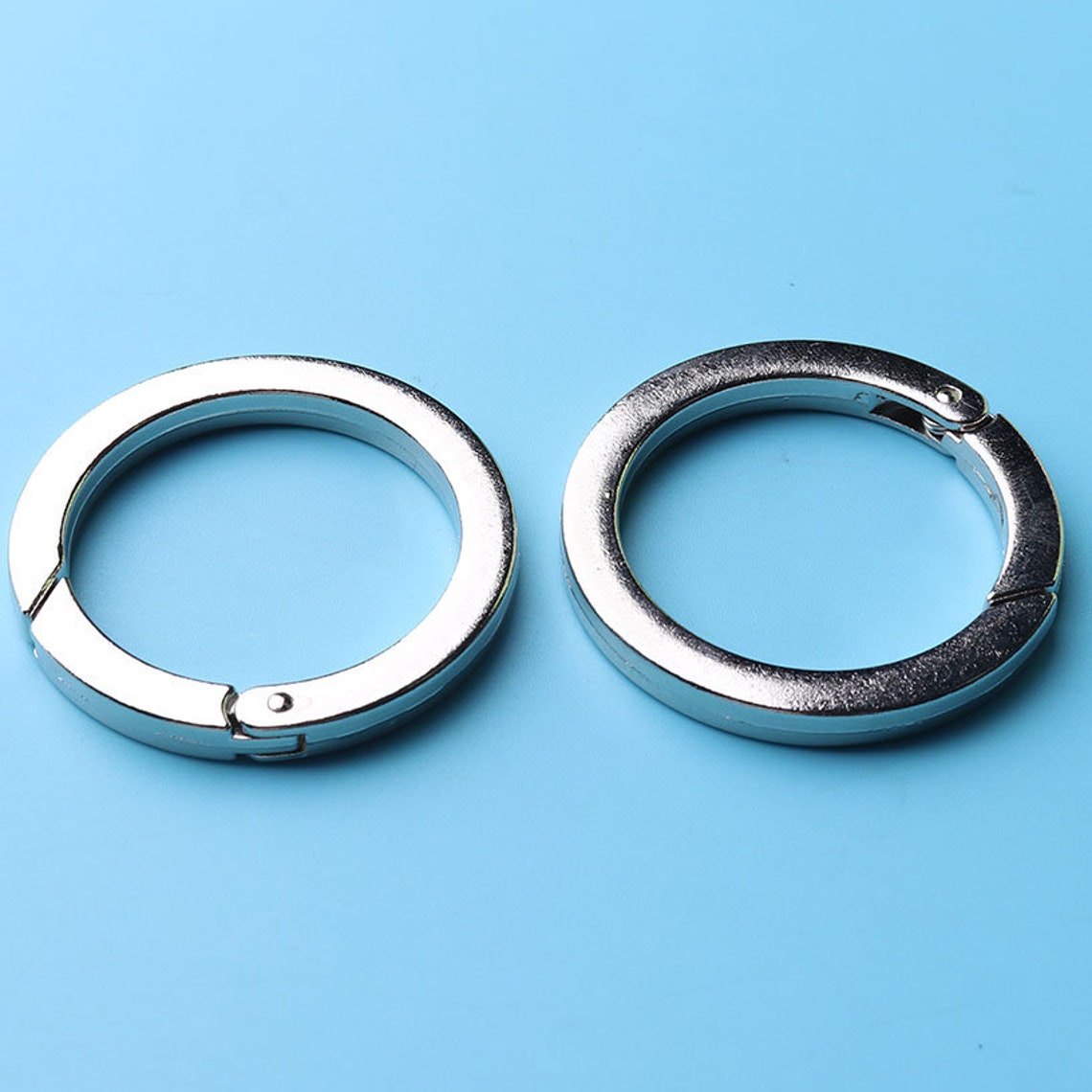 2pcs Round Spring Gate Rings Oring With Closure O Rings/ Silver O