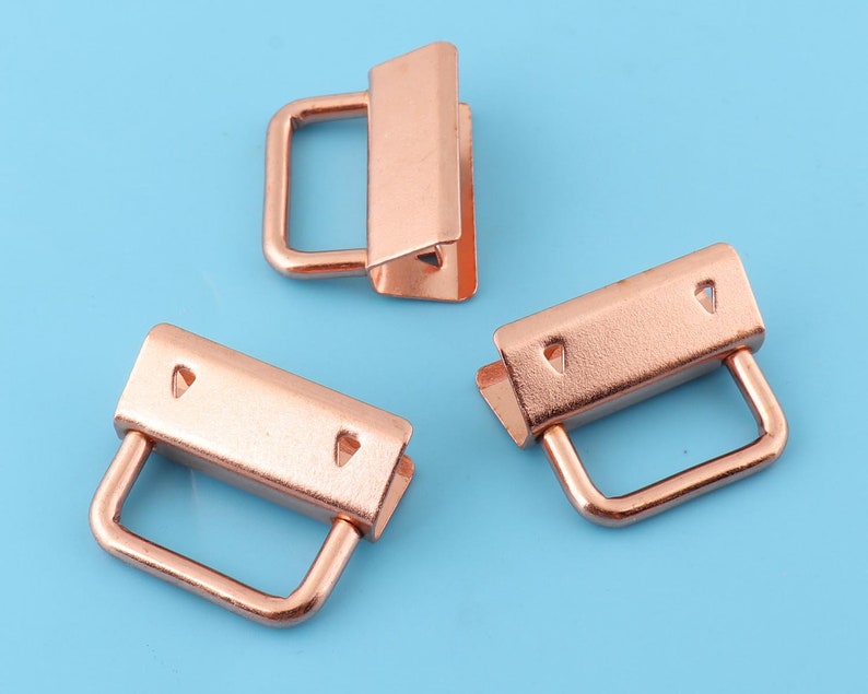 Key Fob Hardware With Rose Gold,webbing Buckle Leather End Crimp 10