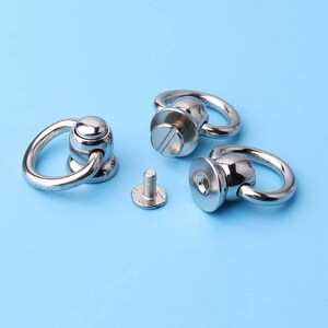 anillo de tracción 2sets metal tirar anillo redondo remache cadena de perno cadena de fijación tornillos de tirar anillo hacia atrás teléfono móvil para las artesanías de cuero -cd16 imagen 2