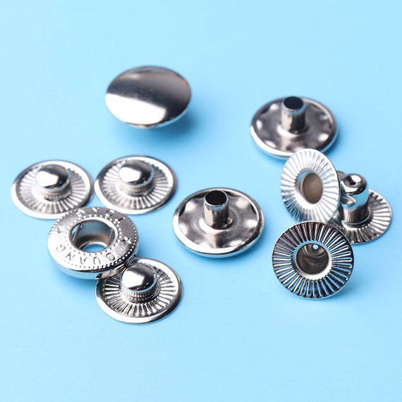 50 Sets of 50mm Metal Sew on Snap Buttons Snap Fastener Press Stud Sewing  Leather Craft Clothes Bags, 15mm 