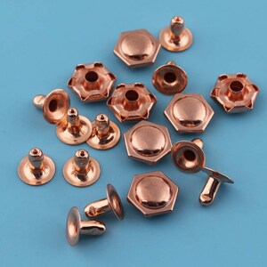 50sets 10*7mm double cap studs Rivet rose gold ,Rivet Button for Leather decoration Dome rivet studs purse making leather working
